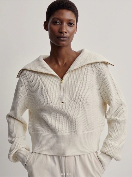 Varley Sweaters - Varley Mentone Knit Half-Zip Pullover Sweater Egret Ivory Size Medium